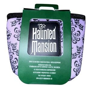 Starbucks 2026 Disney Parks Haunted Mansion Fabric Cup Sleeve Halloween Purple